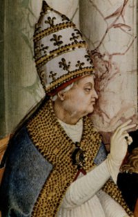 Universit&auml;tsgr&uuml;nder Pius II., Ausschnitt aus Freskenzyklus in der Dombibliothek zu Siena