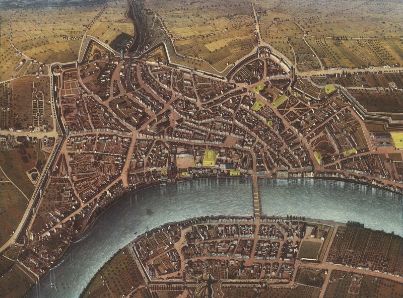 Mähly’s birds-eye view of Basel, Staatsarchiv Basel-Stadt